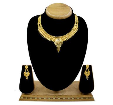 Gold Plated Forming Golden Choker Necklace Set Drop Earrings
