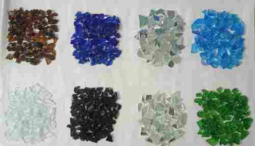 Recycle high glossy natural procces crushed glass crushed big size polished aggregate and non removeble dark color glass chips