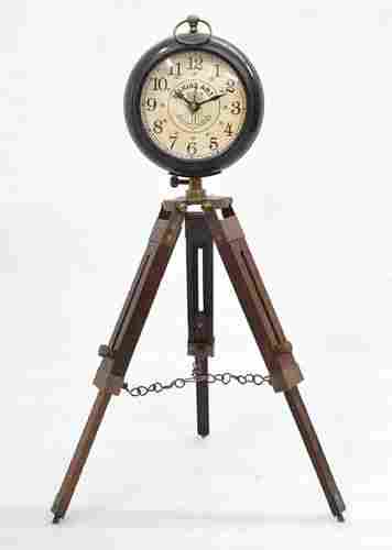 Brass Table Clock With Tripod