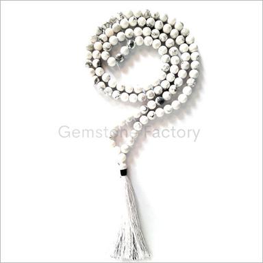 Round Brilliant Cut 108 Mala Howlite Necklace Beads
