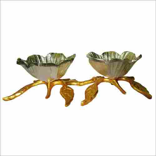 2 Aluminum Flower Bowl Set on Tree Leaves