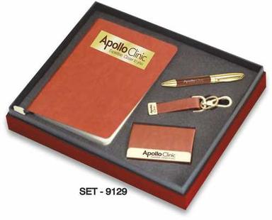 4 pcs Promotional Gift Set ( Leather Premium Keychain, Pen, Business card Holder & Notebook Diary)