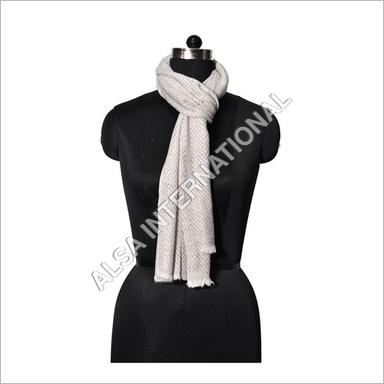 White Colorful Hand Knotted Fancy Wool Muffler