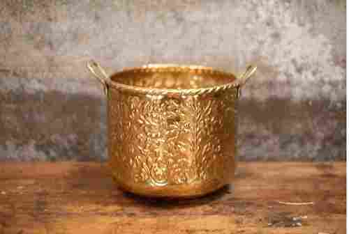 BRASS SMALL SHINING PLANTER ENGRAVED