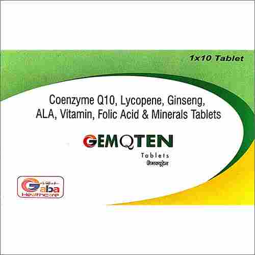 Gemqten Coenzyme Q10 Lycopene, Ginseng ALA Vitamin Folic Acid And Minerals Tablets