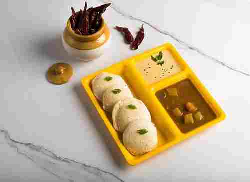 SWIFT INTERNATIONAL Polypropylene (Microwave-Safe) 3-Compartments Divided-Dinner 9 Inches Pav Bhaji Plates(12, Yellow)
