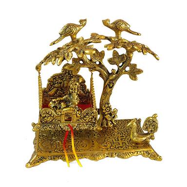 Brass Krishna In Jhula Under Tree Idol