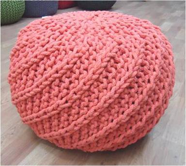 Round Hand Knitted Pouf