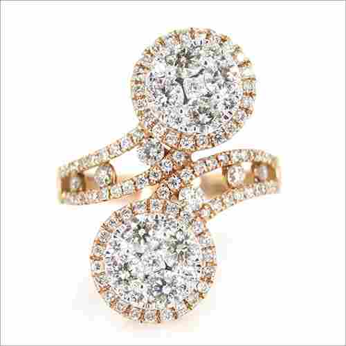 Certified Diamond Gold Ring, Illusion Setting Diamond Ring
