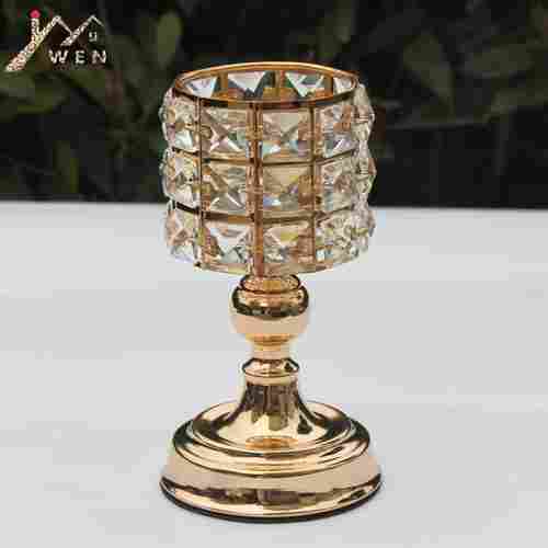 BRASS CRYSTAL DIAMOND CANDLE HOLDER IN STANDARD STYLE