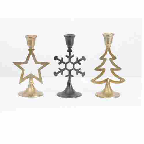BRASS THREE DESIGN OF CANDLE STAND HOLDER