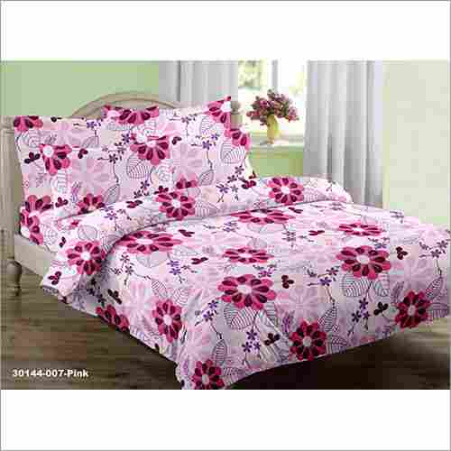 Pink Floral Printed Bed Cover