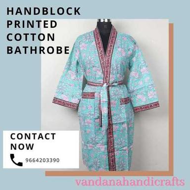 Hand Block Printed Cotton Bathrobe Age Group: Adults