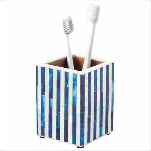 Blue Striped Bone Inlay Toothbrush Holder