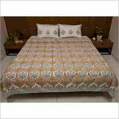 Cotton Double Floral Printed Quilted Bed cover