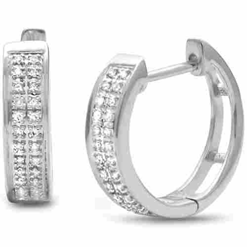 10K White Gold Diamond Hoop Earrings In Natural Diamonds 0.50 ct