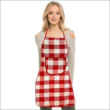 Red And White Kitchen Check Printed Apron