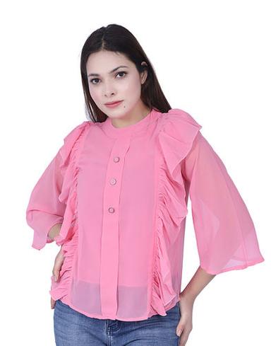 Casual Ruffle Top For Women Bust Size: 40 Inch (In)