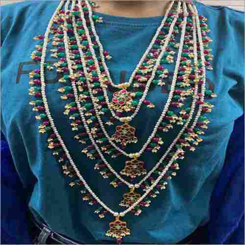 Silver 925 kundan Panchlada Necklace