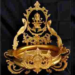 Urli with Goddess Saraswati Idol Decorative Brass Made Urli