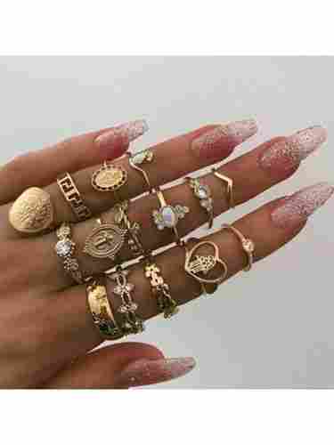15 Piece Multi Design Gold Plated Ring Set