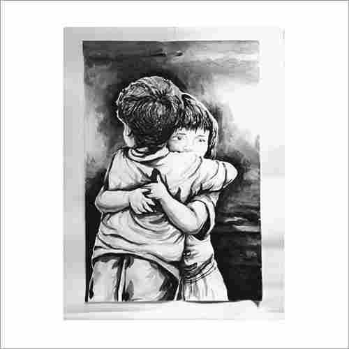 Wall Hanging Acrylic Black and White Brush Stroke Painting