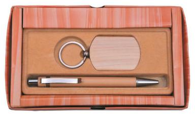 wooden keychain and pen set