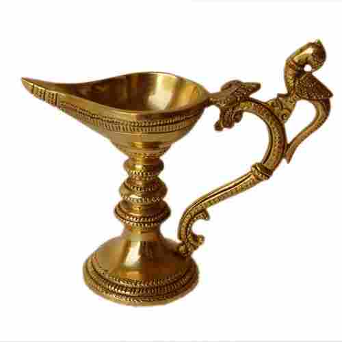 Aakrati Table Diya or Deepak with Handle Made of Brass for Temple and Decor  Religious Metal Handmade Craft Gift Indian Hindu Temple Worship Jyoti