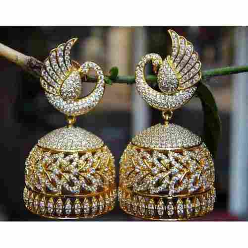 Peacock  Diamond Jhumka earrings