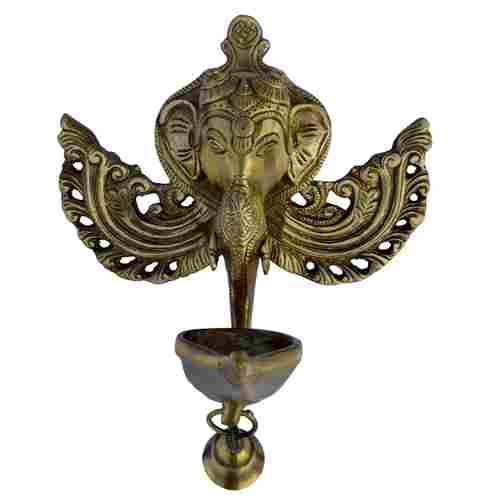 Evil Eye Protector Yali Face cum Oil Lamp A Decorative Wall Hanging with Bell By Aakrati