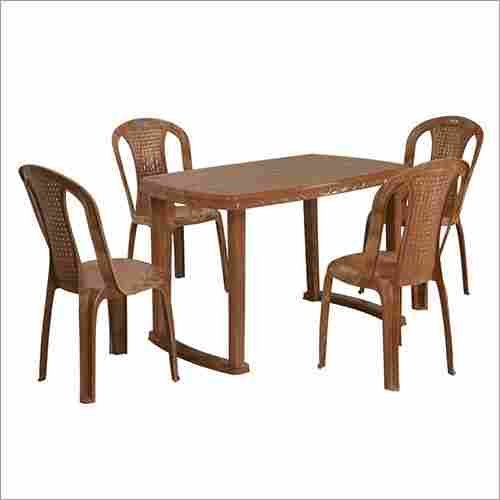 Shahenshah 4 Seater Pear Wood Finish Plastic Dining Sets