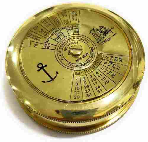 NauticalMart Marine Brass Compass With Calendar Nautical Decor Pocket Compass Camping Travelling Equipment Boat Compass Home Decor Gifts for Teen Family Nautical Navy Compass