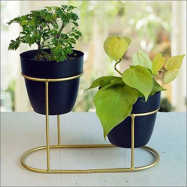 Ceramic 21X27X12Cm Golden Stand With Double Pot
