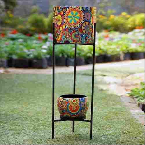 60x20cm Iron Planter Stand With Two Pot
