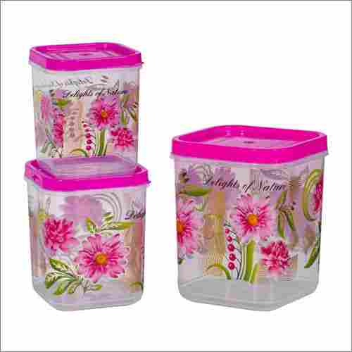 3 Pcs Pink Plastic Grogery Container