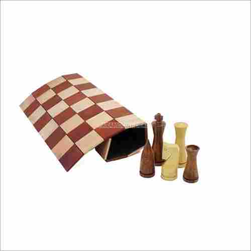 Classic Series Weight Cone Shaped Foldable Rollup Wooden Chess Board Game Set with 32 And 2 Extra Queen