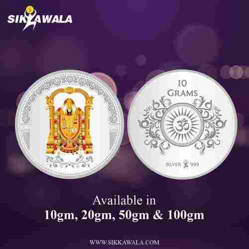 Tirupati Balaji 999 SIlver Color Coin 10 gm