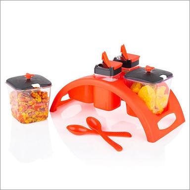 Pet Red Plastic Spice And Pickle Storage Container Set