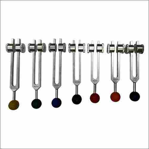 7 Tuning Forks with Colored Chakra Balls