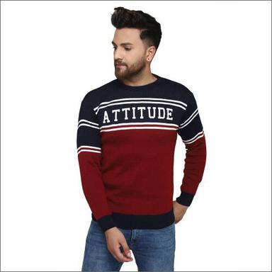Blue And Red Mens Woolen Sweater