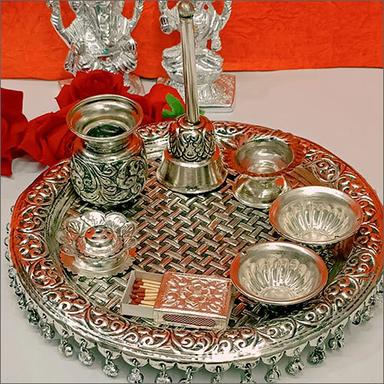 Easy To Clean Silver Plated Pooja Thali