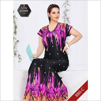 Black-Purple Ladies Designer Sarina Nighty Gown
