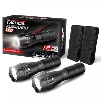 Black/Gloden Camp Waterproof Flash Light Usb Rechargeable Tactical Torches