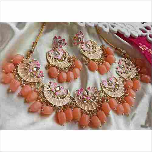 Maruti Peach Jewellery Set