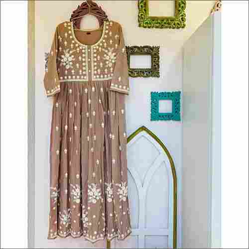Designer Pure Mulmul Cotton Calf Length Dress