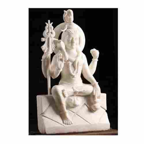 White Marble Shiva Statue with Trident