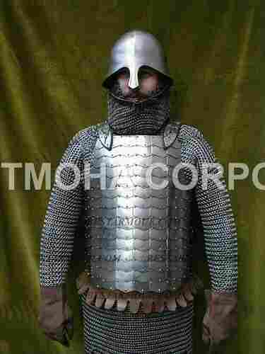 Medieval Steel Half Body Armour Roman Legatus Cuirass With Vendel Chain Helmet / Gothic Armor Suit HA0039