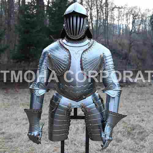 Medieval Steel Half Body Armour Roman Legatus Cuirass With Vendel Chain Helmet / Gothic Armor Suit HA0042