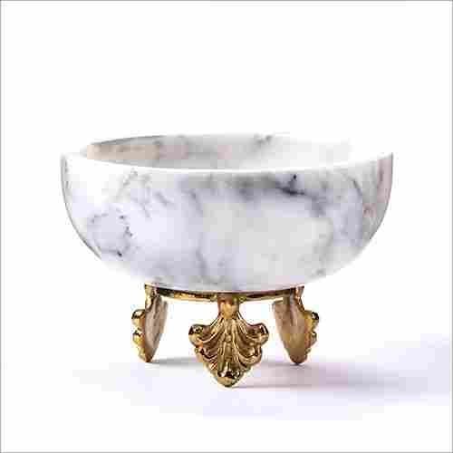 Front White Marble Brass Bowl