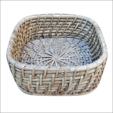 Grey Handmade Rattan Round Weaving Fruit Basket